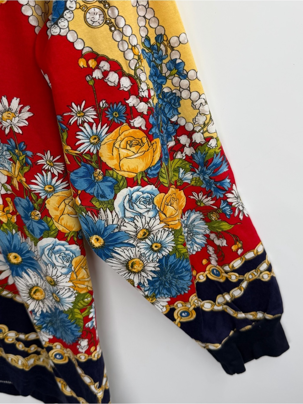 Vintage GOLF Baroque Floral Scarf Print Blouse Shirt Not Versace - Picture 8 of 11